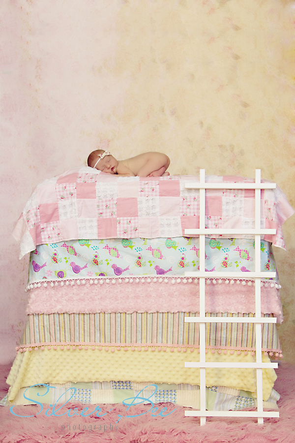 newborn baby girl, prop, blankets