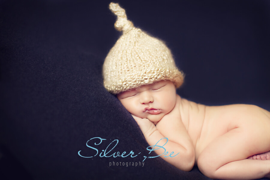 Austin baby sleeping with knitted hat