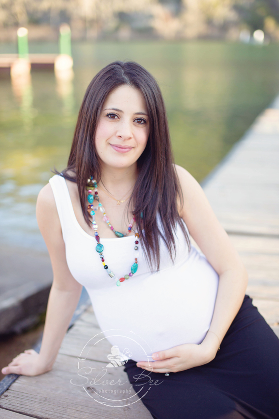 Maternity Photographer Austin Texas on Lake Austin with pier.