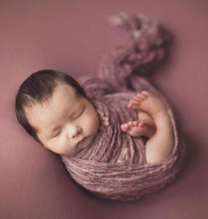 Pink ruffled swaddle for newborn baby girl | Silver Bee Photography