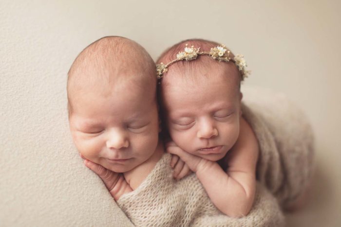 Neutral palette for a newborn twin session | Silver Bee Photography