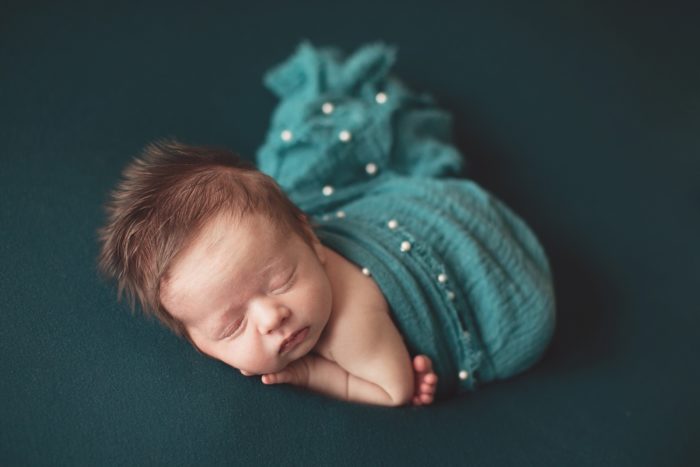 Using teal for baby girl newborn photography | Austin Silver Bee Photography