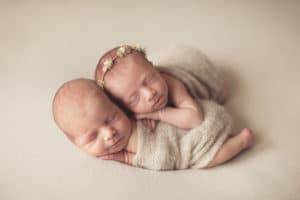 Boy Girl twin pose for newborn photographers | Silver Bee Photography